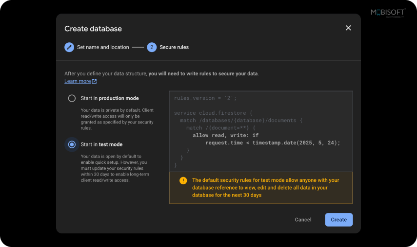  Set Firebase Firestore security rules